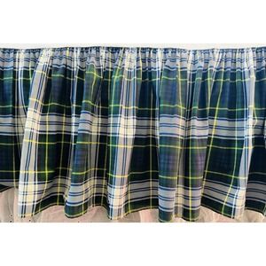 Ralph Lauren Full Pleated Bed Skirt 16" University Dress Gordon Plaid Green USA